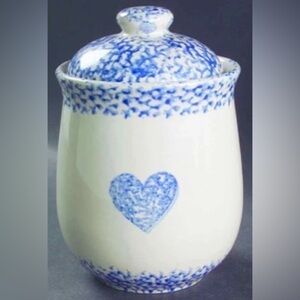 TIENSHAN Sponge Blue Heart Medium Canister & Lid